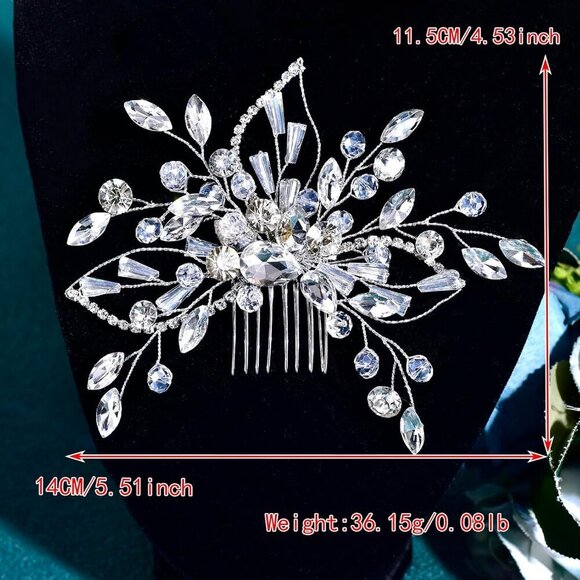 Rhinestone Bridal Hair Comb Bead Flower Crystal Hair Accessories Wedding main image 6